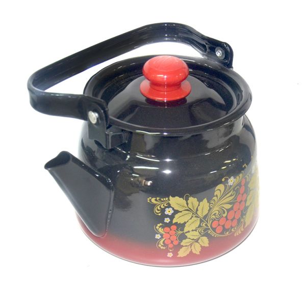 Kettle 2.3l enamel C2714.38 decor red-black with square. button